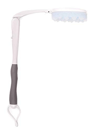 Juvo BWLA01 Premium All-in-One Wand Applicator, 23" Long Reach Handle, Adjustable, Includes Bath Sponge and Lotion Pad, 1 Count, White