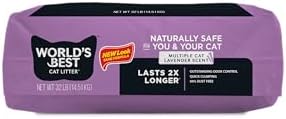 WORLD'S BEST CAT LITTER Multiple Cat Lavender Scented 32-Pounds - Natural Ingredients, Quick Clumping, Flushable, 99% Dust Free & Made in USA - Calming Fragrance & Long-Lasting Odor Control