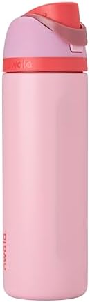 Owala FreeSip Insulated Stainless Steel Water Bottle with Straw for Sports and Travel, BPA-Free Sports Water Bottle, 24 oz, Pink, Angel Food Cake
