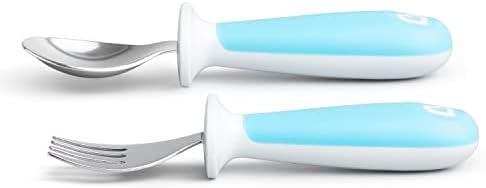 Munchkin® Raise™ Toddler Fork and Spoon Utensil Set, Rest Keeps Tip Off Table, BPA Free, 6 Pack, Blue