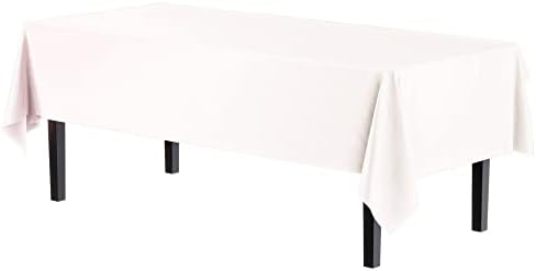 Exquisite 12-Pack Premium Plastic Tablecloth 54 Inch. x 108 Inch. Rectangle Table Cover-White