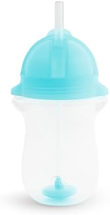 Munchkin Any Angle Weighted Toddler Straw Cups with Click Lock Lid, 10 Ounce, 2 Pack, Blue/Green