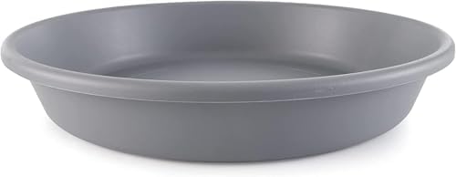 The HC Companies Flower Pot Saucers - Plastic Plant Saucer for Outdoors & Indoors - Traditional Design Plant Pot Trays for Water Drainage - Durable Round Plant Tray (Pack of 1, 21-inch Warm Gray)