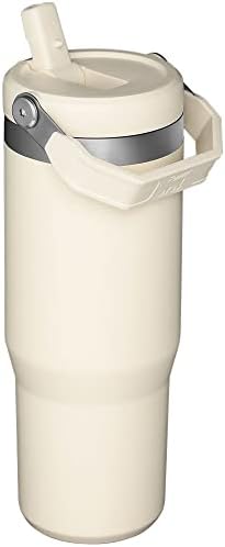 STANLEY IceFlow Stainless Steel Tumbler with Straw - Vacuum Insulated Water Bottle for Home, Office or Car - Reusable Cup with Straw Leak Resistant Flip - Cold for 12 Hours or Iced for 2 Days (Cream)