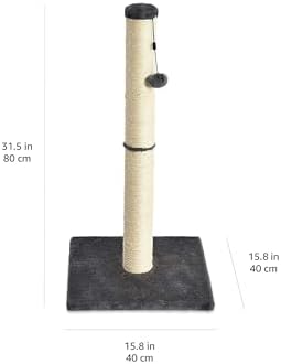 Amazon Basics Cat Scratcher - Indoor Classic Single Cat & Kittens Scratching Post, Medium (31.5"H) - Grey