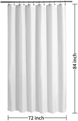 ALYVIA SPRING Extra Long Fabric Shower Curtain Liner Waterproof - 72" x 84", Soft & Lightweight XL Shower Curtain with Magnets, Machine Washable - 72x84, White