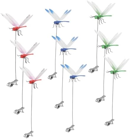 9 Pack Dragonfly Clip,3D Dragonfly Garden Stakes Decor,Fly Deterrent,Dragonfly Humming Bird Stakes,Deer and Horse Fly Deterrent,Garden Bird and Fly Scare Devices for Indoor Outdoor
