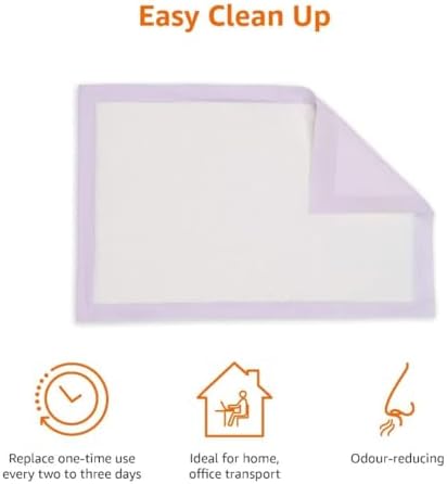 Amazon Basics Cat Litters Pee Pads, 40 Count, Universal Fit for Litter Box, Odor Control with Fresh Scent, Purple and White