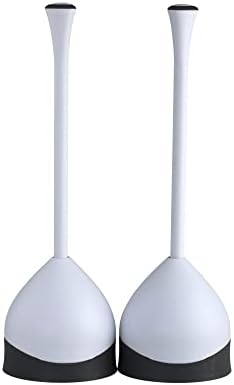 Clorox Toilet Plunger with Hideaway Caddy, Set of 2 – For Bathroom Organization and Storage, Bathroom Accessories, Toilet Unclogger, with Holder, White