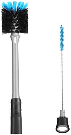 2-in-1 Bottle Brush with Straw Brush, Long Handle Water Bottle Scrubbing Brush, Built for Cleaning Sport Bottles, Baby Bottles, Water Bottles, Coffee Mugs, Wine Decanters, Flask, 1 Pack
