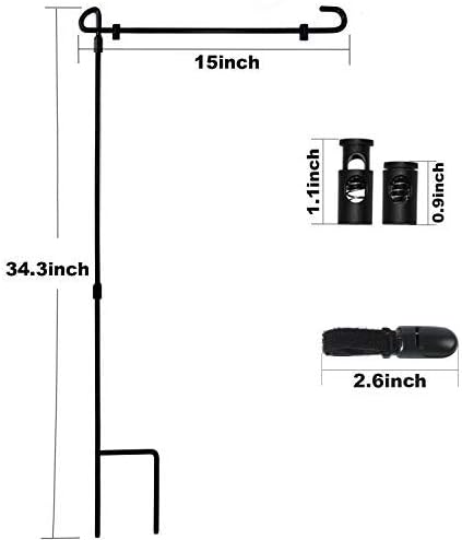HOOSUN Garden Flag Stand, Premium Garden Flag Pole Holder Metal Wrought Iron Powder-Coated Weather-Proof Paint (2 Pack) with Tiger Clip and Spring Stoppers