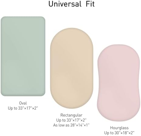 Muslin Bassinet Fitted Sheets, 2 Pack for Baby Boy and Girl, Soft Breathable Stretchy Baby Pad/Mattress Sheet Set, Universal Fit for Hourglass Oval and Rectangle Bassinet Mattress (Natural Leaves)