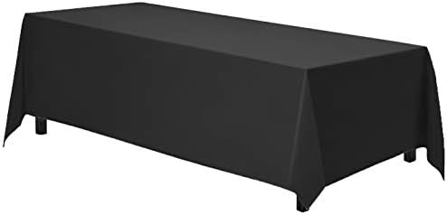 Gee Di Moda Rectangle Tablecloth - 70 x 120 Inch Black Table Cloth for 6 or 8 Foot Rectangle Table - Heavy Duty Washable Fabric - for Buffet Table, Holiday Party, Dinner, Wedding & Baby Shower