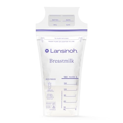 Lansinoh Breastmilk Storage Bags, 200 Count Value Pack, Baby Essentials, Fast Freeze & Thaw Breast Milk Bags for Baby Bottle Feeding, Superior Strength & Stretch, 6 Ounce