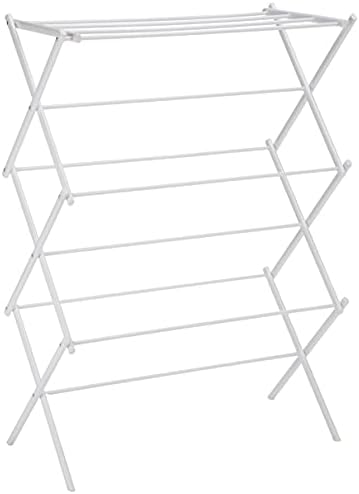 Amazon Basics Foldable Portable Laundry Rack for Air Drying Clothing, Indoor Outdoor Use - 14.5" D x 29.5" W x 41.8" H, White