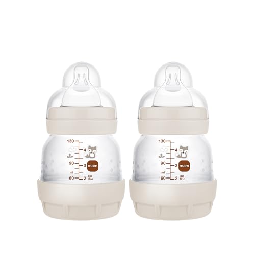 MAM Easy Start Anti-Colic Baby Bottles, Extra Slow Flow, Breastfeeding-Like Silicone Nipple Bottle, Reduces Colic, Gas, & Reflux, Easy-to-Clean, BPA-Free, Vented Baby Bottles for Newborns, 0-3 Months