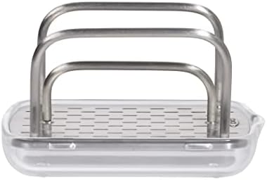 OXO Good Grips SimplyTear Paper Towel Holder - Stainless Steel (Silver & Black) & Good Grips Stainless Steel Sponge Holder,Black