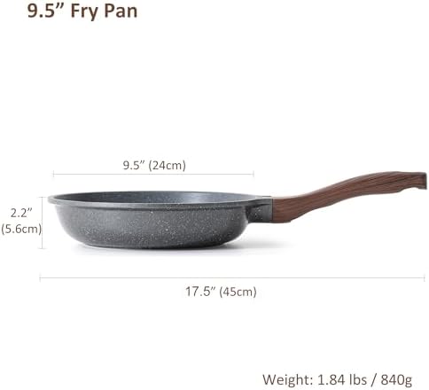 SENSARTE Nonstick Frying Pan Skillet, Swiss Granite Coating Omelette Pan, Healthy Stone Cookware Chef's Pan, PFOA Free (8/9.5/10/11/12.5 Inch) (9.5 Inch)