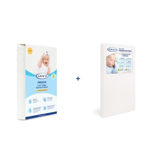 Graco Premium Crib Mattress & Protector Value Bundle (1-Pack) – Includes GREENGUARD Gold Certified Crib & Toddler Mattress, GREENGUARD Gold Certified Waterproof Protector