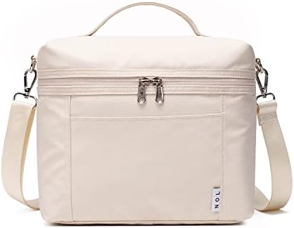NOL Natural Organic Lifestyle Insulated Lunch Bags for Women Cooler Bag Lightweight Nylon Waterproof Lunch Box For Work(Medium, Cream