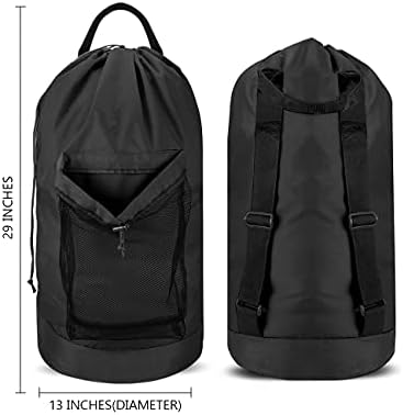 Dalykate Backpack Laundry Bag, Laundry Backpack with Shoulder Straps and Mesh Pocket Durable Nylon Clothes Hamper Bag with Drawstring Closure for College, Travel, Laundromat, Apartment