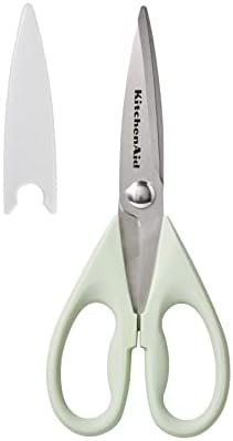 KitchenAid All Purpose Kitchen Shears with Protective Sheath Durable Stainless Steel Scissors, Dishwasher Safe, Soft Grip Comfort Handle, 8.72 Inch, Pistachio
