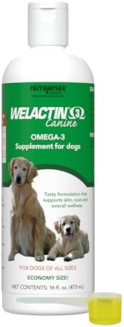 Nutramax Welactin Omega 3 Fish Oil for Dogs, Skin and Coat Health Supplement, Plus Joint, Immune, Kidney, and Brain Support, Premium Omega 3 Fatty Acids, For Dogs, 16 Ounce Liquid