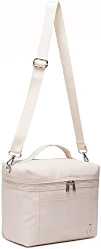 NOL Natural Organic Lifestyle Insulated Lunch Bags for Women Cooler Bag Lightweight Nylon Waterproof Lunch Box For Work(Medium, Cream