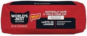 WORLD'S BEST CAT LITTER Multiple Cat Unscented, 15-Pounds - Natural Ingredients, Quick Clumping, Flushable, 99% Dust Free & Made in USA - Long-Lasting Odor Control & Easy Scooping