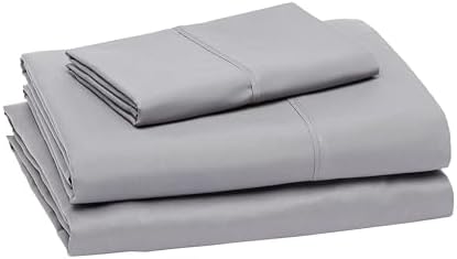 Amazon Basics Lightweight Super Soft Easy Care Comfortable Microfiber 3 Piece Bed Sheet Set With 14-inch Deep Pockets, Twin XL, Dark Gray, Solid
