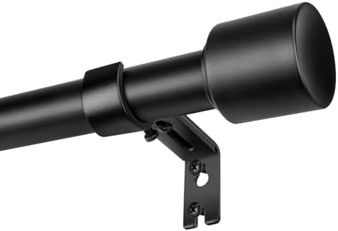 1” Diameter Curtain Rods Itself is 30 to144 inch 1 Pack Fit 30-142 inch, 66 to 120 inch Window with Heavy Duty Adjustable Rod Matte Black Curtain Splicing Metal Extra Long Curtain Rod for Windows