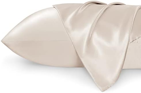 Bedsure King Size Satin Pillowcase Set of 2 - Beige Silky Pillow Cases for Hair and Skin with Envelope Closure, Similar to Silk Pillow Cases, Gifts for Women Men, 20x36 Inches, 2pcs