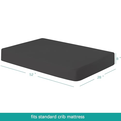 Biloban Crib Sheets Fitted, 2 Pack Crib Sheet Fits for Standard Crib Mattress, Neutral Toddler Bed Sheets for Baby Boys and Girl, Black, 52”X 28”