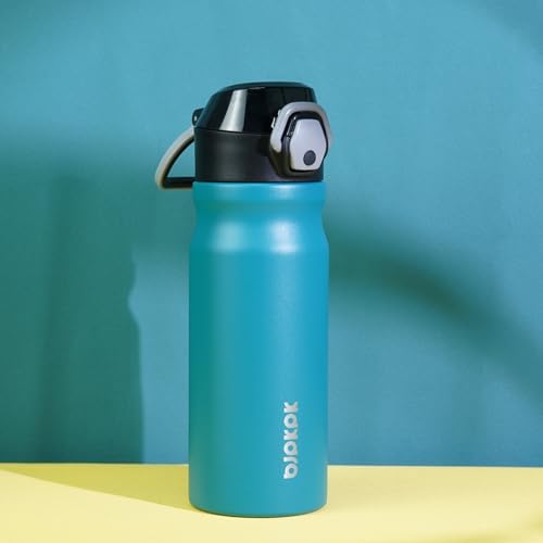 BJPKPK 18oz Insulated Water Bottle With Straw Stainless Steel Double Wall Water Bottles BPA Free Leak Proof Thermos With Lockable Flip Lid And Soft Silicone Spout,Laguna