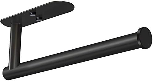 VAEHOLD Adhesive Paper Towel Holder Under Cabinet Wall Mount for Kitchen Paper Towel, Black Paper Towel Roll Holder Stick to Wall, SUS304 Stainless Steel(Black)