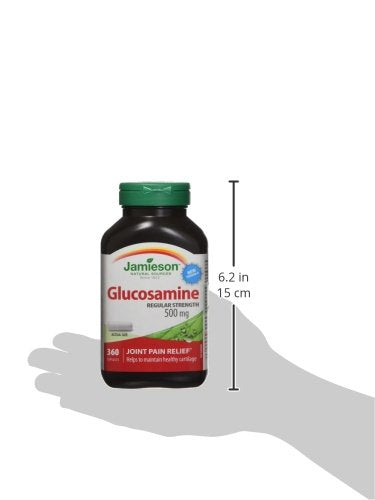 Jamieson Glucosamine 500 mg, Provides Joint Pain Relief, Osteoarthritis Support, and Cartilage Deterioration Protection. Non-GMO, Gluten-Free, 360 Capsules, Proudly Canadian