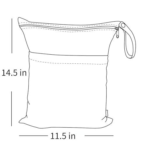 ALVABABY 3pcs Baby Cloth Diaper Wet/Dry Bags|Waterproof Reusable with Two Pockets|Travel, Beach, Pool, Daycare, Soiled Baby Items,Yoga,Gym Bag for Swimsuits or Wet Clothes 3L-ZM09