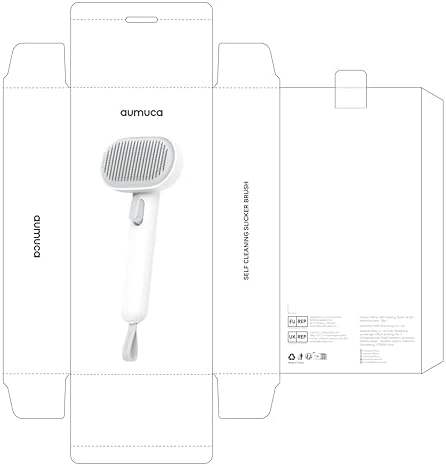 Aumuca Cat Brush for Shedding, Cat Brushes for Indoor Cats, Cat Brush for Long or Short Haired Cats, Cat Hair Brush Cat Grooming Deshedding Brush for Dog Kitten Horse Massage Removes Loose Fur, White