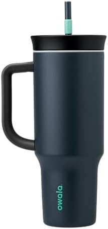 Owala Stainless Steel Triple Layer Insulated Travel Tumbler with Spill Resistant Lid, Straw, and Carry Handle, BPA Free, 40 oz, Gray (Foggy Tide)