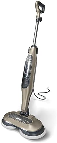 Shark S7001 Mop Scrub & Sanitize at The Same Time, Designed for Hard Floors, with 4 Dirt Grip Soft Scrub Washable Pads, 3 Steam Modes & LED Headlights, Gold (Renewed)