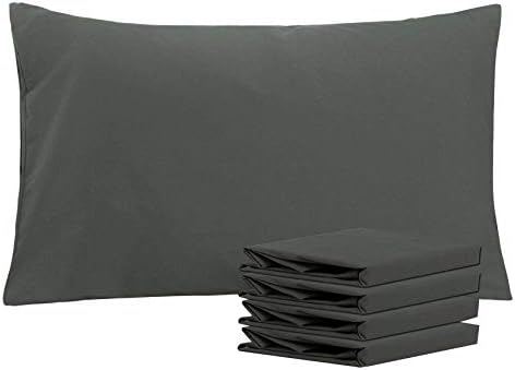 NTBAY Queen Pillowcase Set - 4 Pack Brushed Microfiber 20x30 Pillowcases - Soft, Wrinkle-Free, Fade-Resistant, Stain-Resistant, Dark Grey Pillowcases with Envelope Closure - 20x30 Inches, Dark Grey