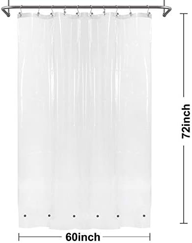 Barossa Design 60 x 72 Inches Shower Curtain Liner with 6 Weighted Magnets, Heavy Duty PEVA, 10 Grommet Holes, Waterproof, PVC Free, Clear, 60x72