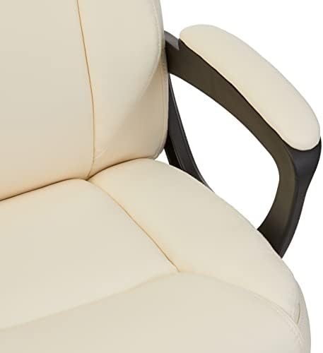 Amazon Basics Classic Puresoft PU Padded Mid-Back Height Adjustable Office Computer Desk Chair with Armrest, 26"D x 23.75"W x 42"H, Cream