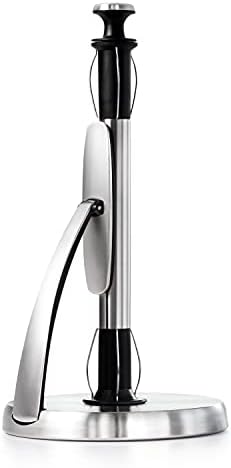 OXO Good Grips SimplyTear Paper Towel Holder - Stainless Steel (Silver & Black) & Good Grips Stainless Steel Sponge Holder,Black