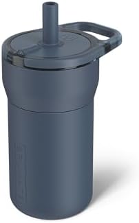 BrüMate Leap 12oz 100% Leakproof Kids Tumbler with Handle and Silicone Soft Straw | Drop Resistant Silicone Sleeve | For Kids 4+ | Insulated Stainless Steel | Cup Holder Friendly | (Nightfall Blue)