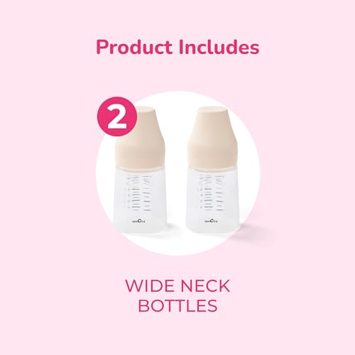 Spectra - Wide Neck Baby Bottles - Compatible with Spectra Breast Milk Pump Flanges (Pack of 2)
