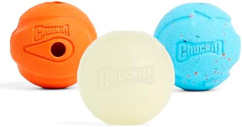 Chuckit Gen 1 Fetch Pack Dog Balls - Interactive Dog Toys, High-Bounce Fetch Ball, Floating Ultra and Rugged Balls, Durable - Size Medium, 2.5-inch Diameter, Set of 3
