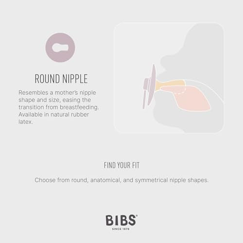 BIBS Pacifiers 0-6 Months | 2-Pack Soothers | BPA-Free Round Nipple | Made in Denmark | Dusty Blue/Steel Blue Colour Pacifier