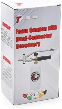 Tool Daily Foam Cannon with Dual Connector Accessory, 1/4 Inch Quick Connector, 5 Pressure Washer Nozzle Tips, 1 Liter
