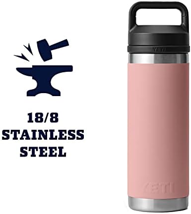 YETI Rambler 18 oz Bottle, Vacuum Insulated, Stainless Steel with Chug Cap, Sandstone Pink